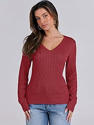 ANRABESS Womens Long Sleeve Cable Knit Sweater 2025