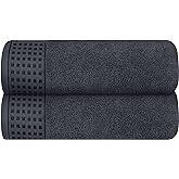 GLAMBURG 100% Cotton 2 Pack Oversized Bath Towel Set 28x55 Inches, Ultra Soft Highly Absorbant Compact Quickdry & Lightweight Large Bath Towels, Ideal for Gym Travel Camp Pool - Charcoal Grey