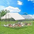 Large Metal Chicken Coop, Large Chicken Pen, Chicken Runs for Yard with Waterproof and Anti-UV Cover, Duck Rabbit House Outdoor (9.8'L x 13.1'W x 6.5'H)