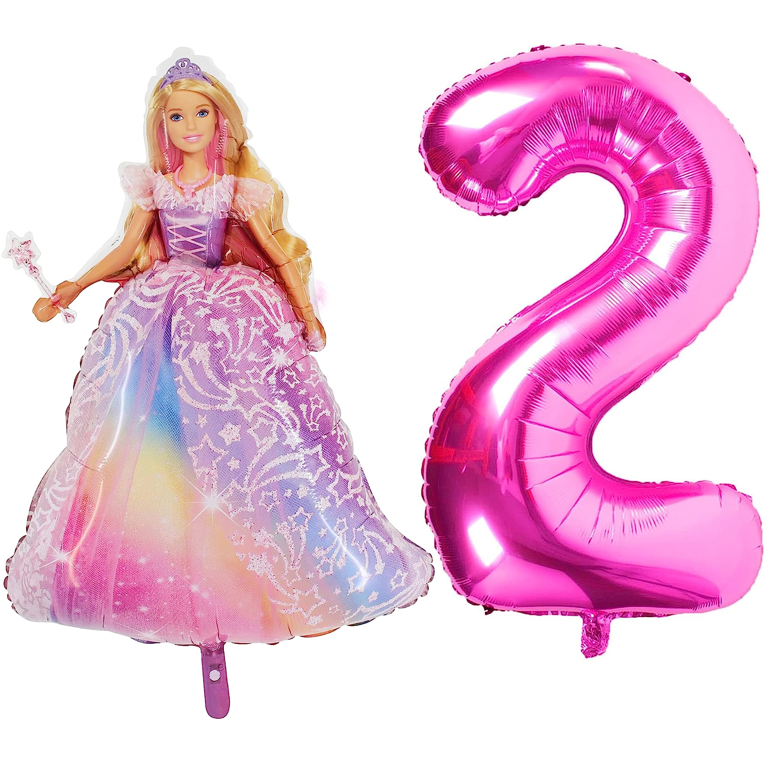 Toyland® Barbie Foil Balloon Pack - 1 x 42" Character Shape Balloon & 1 x 40" Number Balloon - Kids Party Decorations