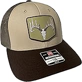 Crooked Bend Deer Skull Trucker Hat for Men & Women Outdoor Hunting Fishing Hiking Camping Cap, Adjustable Snapback Mesh Back, Rugged Western Camo Style Hat for Adventure & Everyday Wear