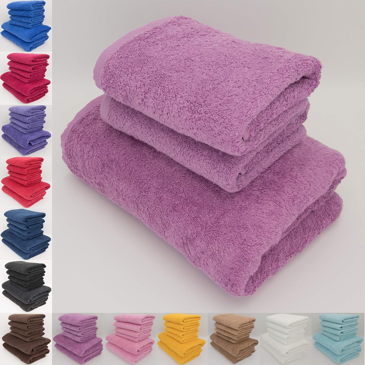 MULBERRY 1 LARGE BATH + 2 LARGE HAND TOWELS SET, 100 NATURAL COTTON