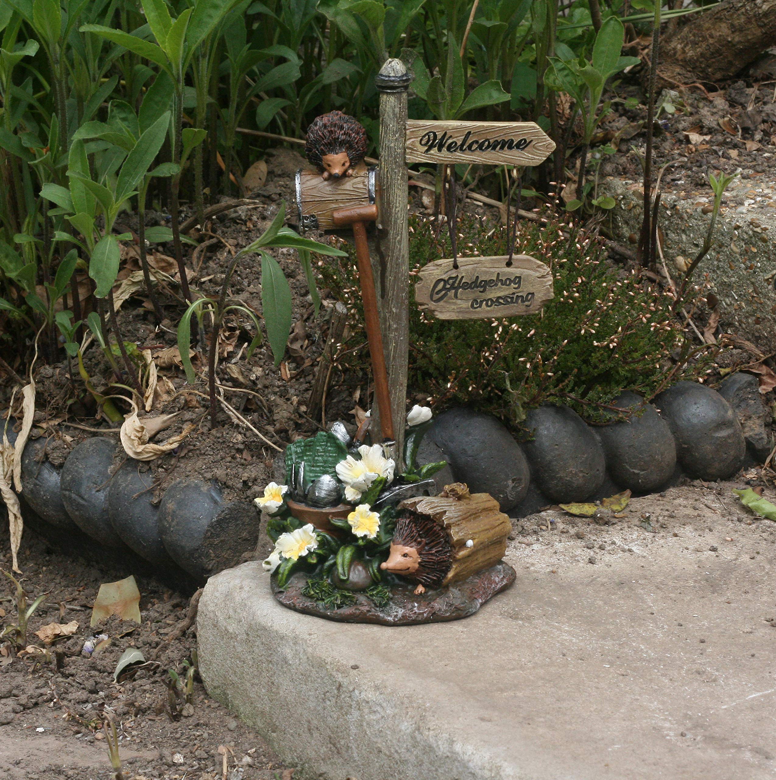 Hedgehog Crossing Resin Garden Ornament