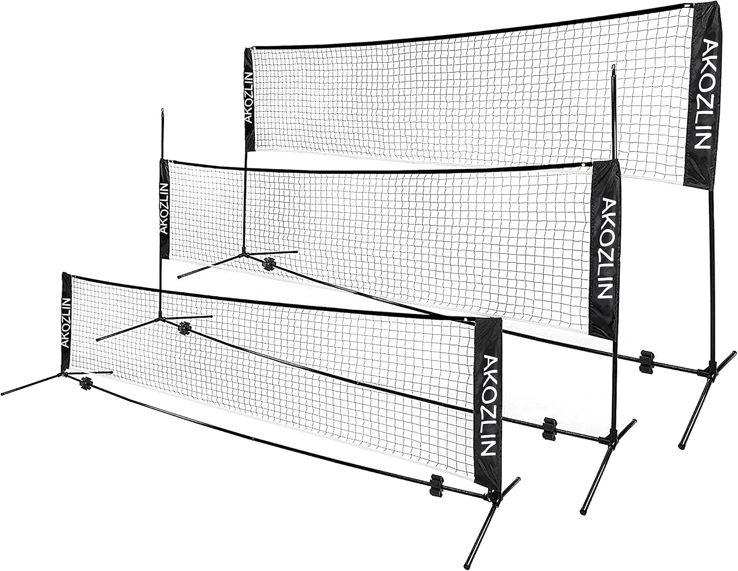 AKOZLIN Portable Adjust Height 2.8-5ft Tennis Badminton Volleyball Net Set - Net for Tennis, Soccer Tennis, Pickleball, Kids Volleyball for Indoor or Outdoor Court, Beach, Driveway : Sports & Outdoors