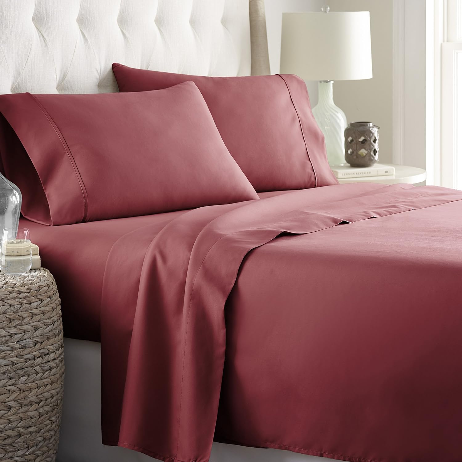 Hotel Luxury Bed Sheets Set- 1800 Series Platinum Collection-Deep Pocket, Wrinkle & Fade Resistant(Queen,Eggplant): Home & Kitchen