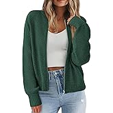 NALANISA Women's Chunky Cardigan Sweaters Spring Open Front Long Sleeve Ribbed Knit Zipper Short Cardigans Outerwear Coats
