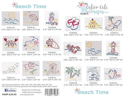 Beach Time Machine Embroidery Designs