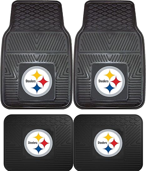 Nfl Pittsburgh Steelers Car Floor Mats Heavy Duty 4 Piece Vinyl Front And Rear