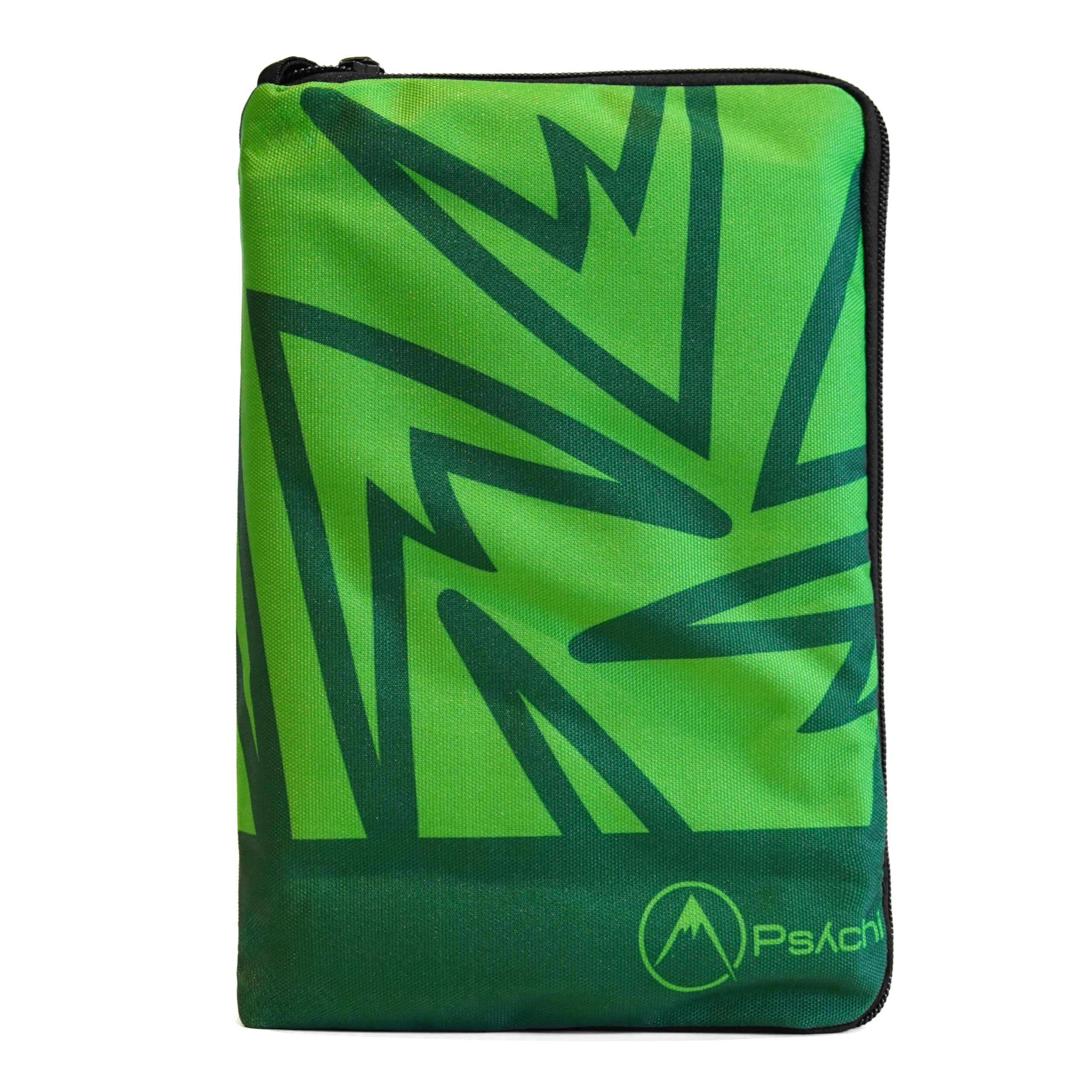 Psychi Rock Climbing Guidebook Case Cover Pouch for Bouldering Mountaineering Walking Guides Maps Books (Dark Green/Light Green)