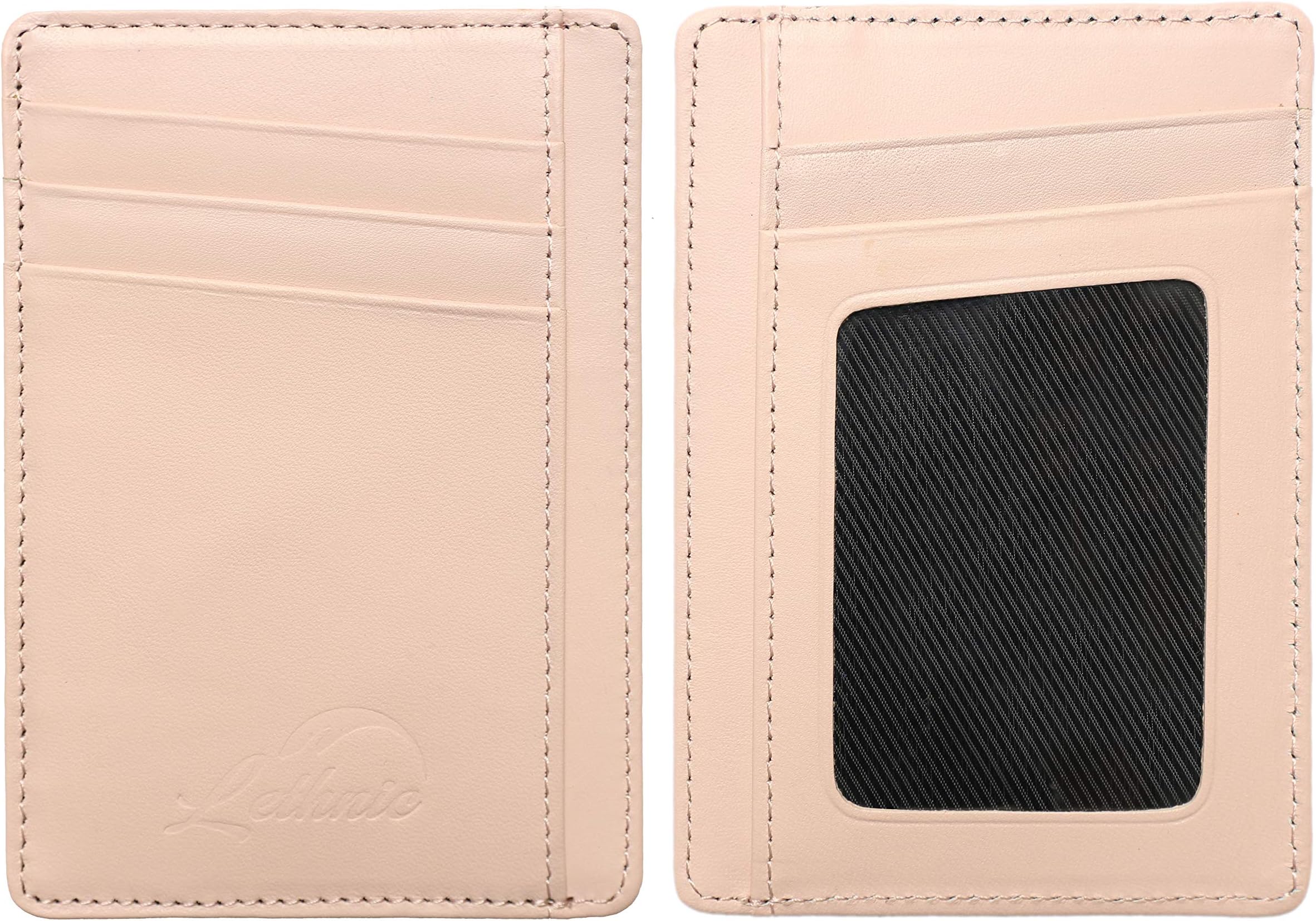 Lethnic Slim Wallet RFID Front Pocket Minimalist Wallet With ID Window - Genuine Leather
