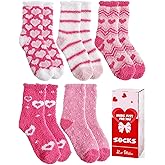 MOGGEI Women Fuzzy Fluffy Socks Thick Warm Winter Soft Cozy Plush Fleece Sleep Socks 5 Pairs