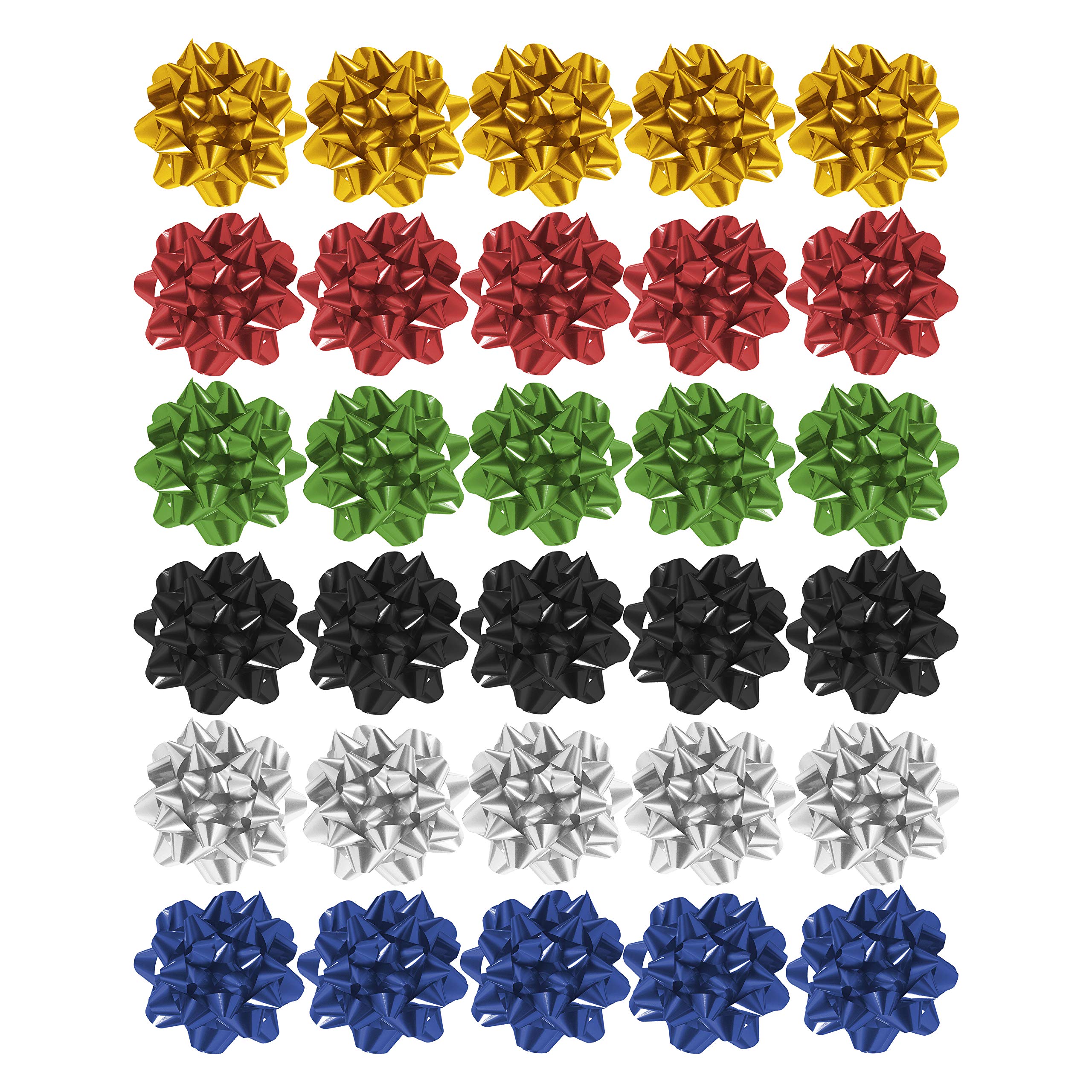 Robelli Pack of 30 Mini Assorted Colour Metallic Gift Bows - 3cm