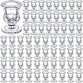 Foaincore 72 Pack Glass Candlestick Holders Bulk 2.5 Inch Taper Candle Holders Small Ritual Candle Stand Table Centerpieces for Wedding Christmas Valentine's Festival Party Dining Decorations (Clear)