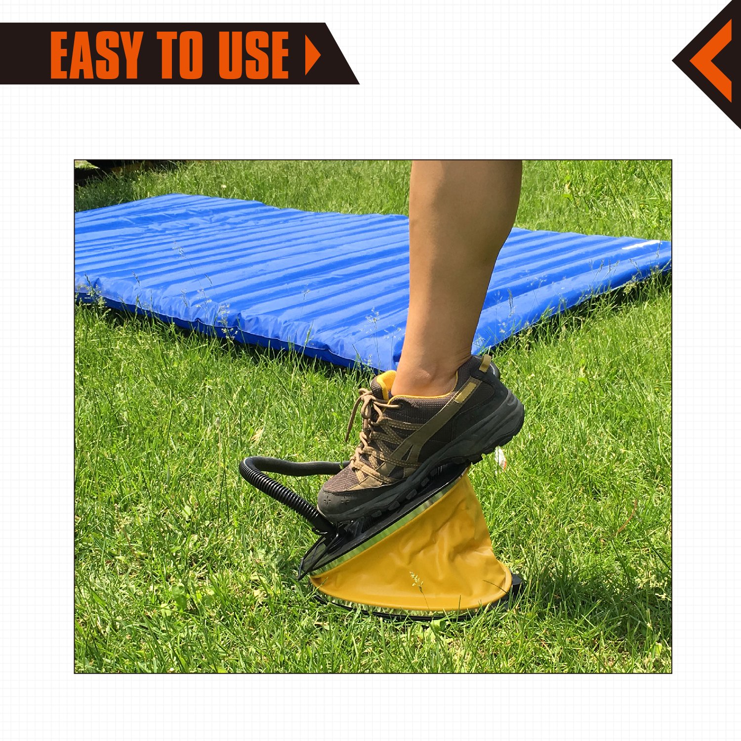 KingCamp Bellow Foot Air Pump for Camping Air Mattress Bed Pad Mat (Yellow 5L)