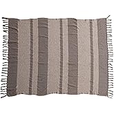 Bloomingville Savannah Stripe Cotton Blend Throw, Beige and Brown