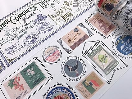 Amazon Co Jp 1900年代初期 ヴィンテージ 広告 和紙テープ 2ロール セット スクラップブック ギフトラップ 壁紙 ボーダー 装飾 クラフト用の幅広テープ 跡が残りません ホーム キッチン