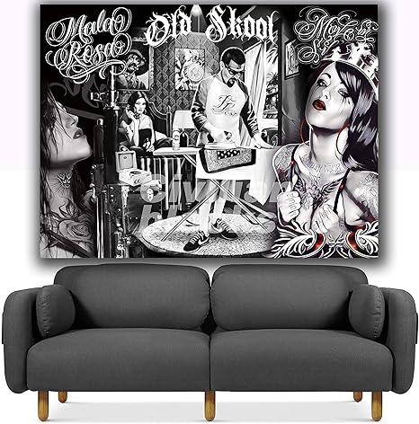 Amazon Co Jp チカノヒップホップタペストリー セクシーな女の子ラップ壁掛け背景布女の子 男の子 タトゥースタジオ バーのための黒いテーブルクロス 130 150cm ホーム キッチン