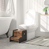 HOOBRO Kids Step Stool Two-Tier Wooden Stool Non-Slip Pads Rustic Brown Black view 5