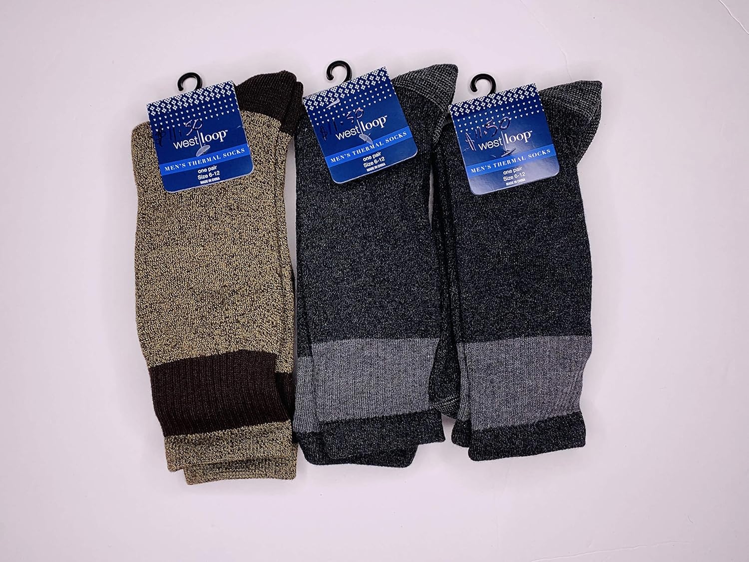 West Loop Men’s Thermal Socks 3 Pairs Total Size 612 at Amazon Men’s