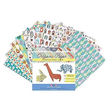 Mozart Supplies Origami Papier Adventure Pack Set 120 Faltblätter Traditionelles Japanisches Bastelpapier Mit 40 Mustern Blumen Tieren Azteken
