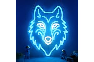 CoolGift Mart Wolf Neon Sign, Dimmable LED Wolf Light Animal Wall Decor, Christmas Gift Birthday Gifts for Boys Men, Bedroom Living Room Man Cave Home Decoration With USB Powered