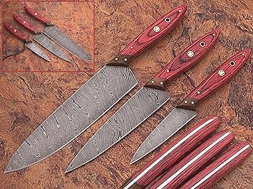 Amazon Com 1046 Custom Made Damascus Steel Kitchen Chef Knife Set
