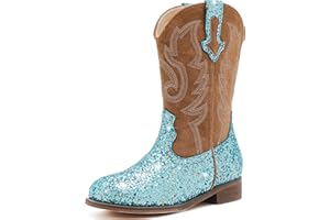 Motasha Girls Cowboy Boots Unisex-Child Cowgirl Boots Fashion Ankle Western Boots Toddler Girls Boots Riding Shoes Little Kid Big Kid