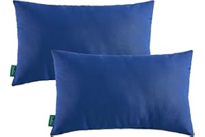 YOOZEKU Indoor Outdoor Lumbar Pillows,Waterproof Outdoor Pillows Set of 2 for Patio Furniture,12×20 Inch,Navy Blue