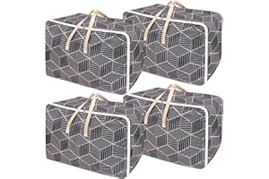 Dntorx 4 Pack Large Storage Bag, 28GAL Moving Bags with Zips Large Duvet Storage Bag Clothes Storage Bags Underbed Storage Box for Clothes, Pillows, Bedding, Blankets, Christmas Storage Containers