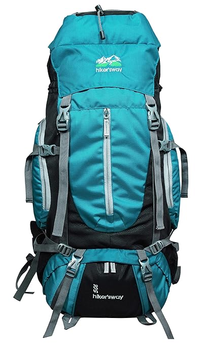 Hikers way 50 Ltrs T-Blue Internal Frame Rucksack Backpacks Travel Bag Hiking Bag Camping Bag Trekking Bags with Waterproof Compartment (HW-5001T-Blue)