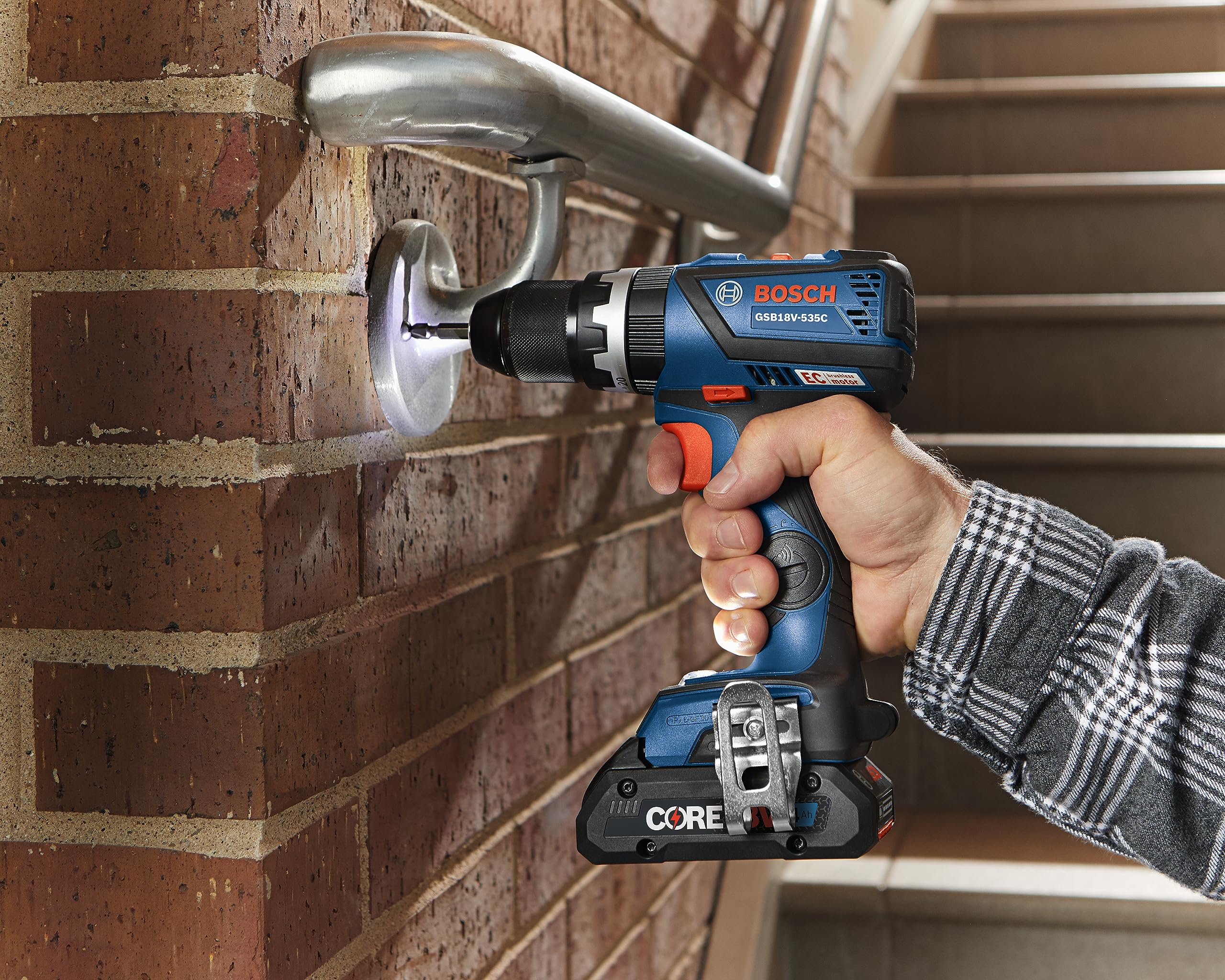 BOSCH GSB18V-535CB15 18V EC Brushless Connected-Ready 1/2 In. Hammer Drill/Driver with (1) CORE18V 4 Ah Advanced Power Battery
