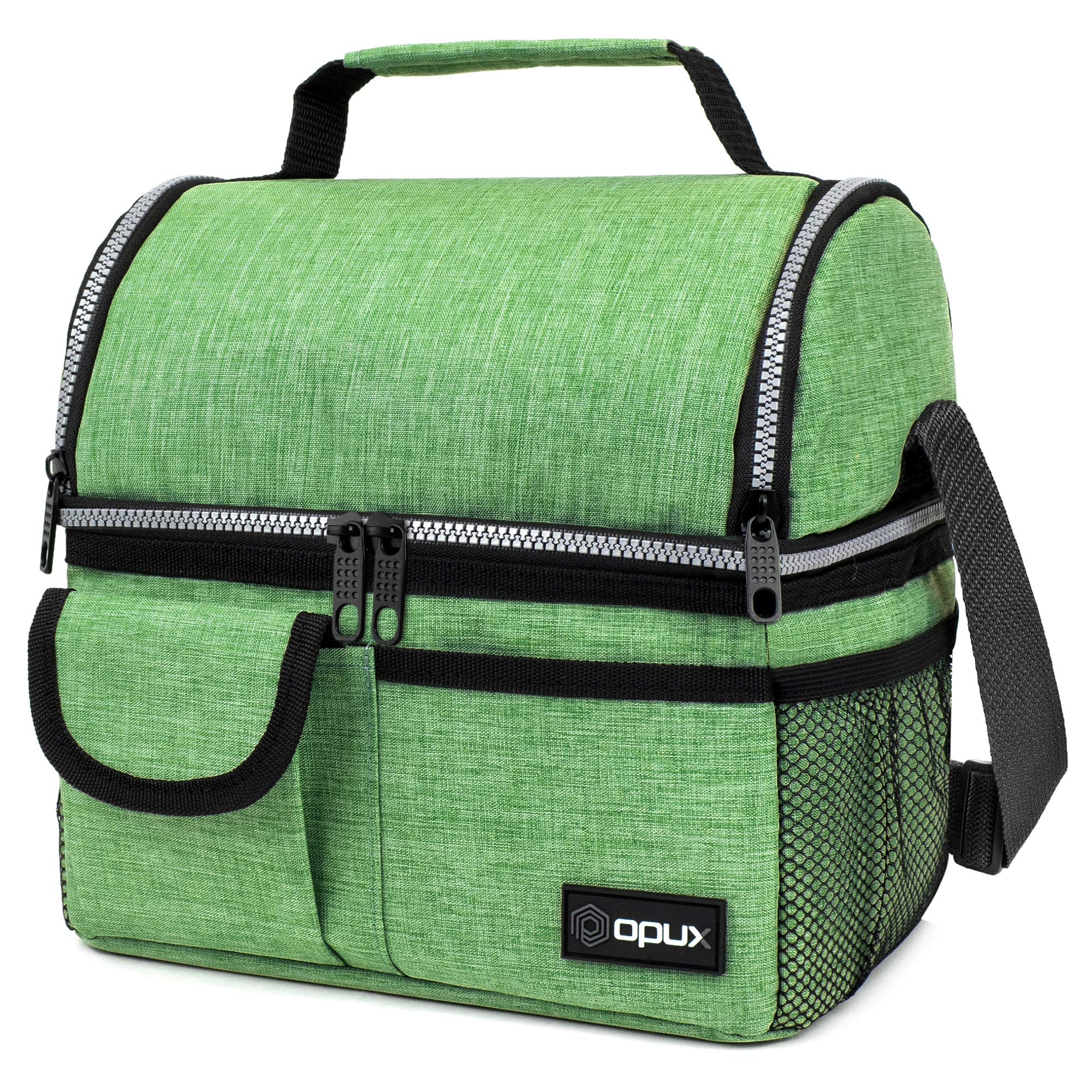 Photo 1 of opux Lunch Box for Men, Adult Lunch Box Cooler, Insulated Lunch Bag Women, Dual Compartment Lunchbox for Work, Leakproof Double Decker Lunch Bag, Soft Lunch Pail Tote Boys Girls Kids School, Green