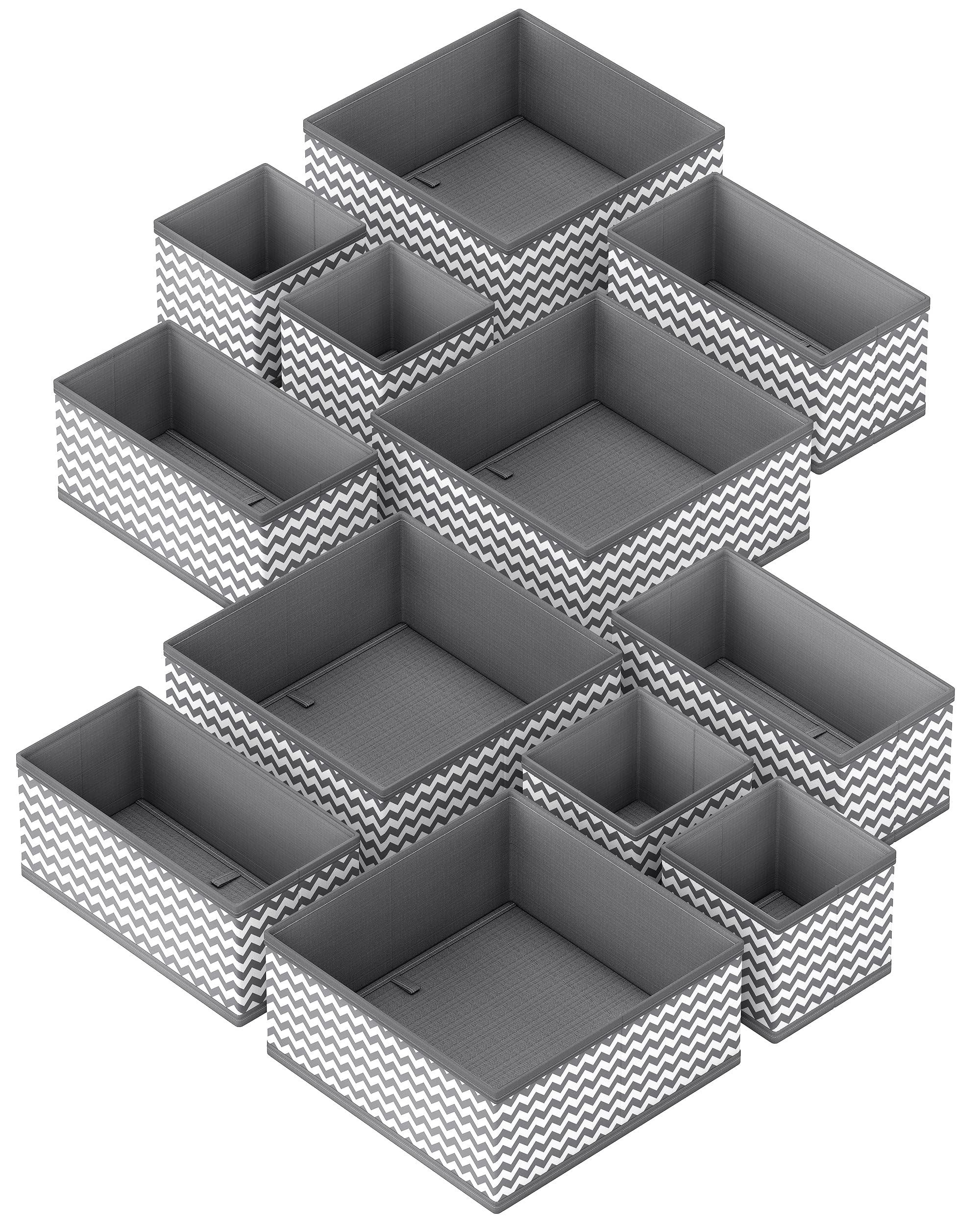 SQUARY Drawer Organiser - Pack of 12 - Wardrobe Organiser for Storage - Fabric Baby Drawer Organiser- Foldable Clothes Drawer Organisers for Socks, Bras, Underwears,Ties and Accessory