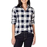 Amazon Essentials Womens Regular-Fit Long-Sleeve Lightweight Plaid Flannel Shirt
