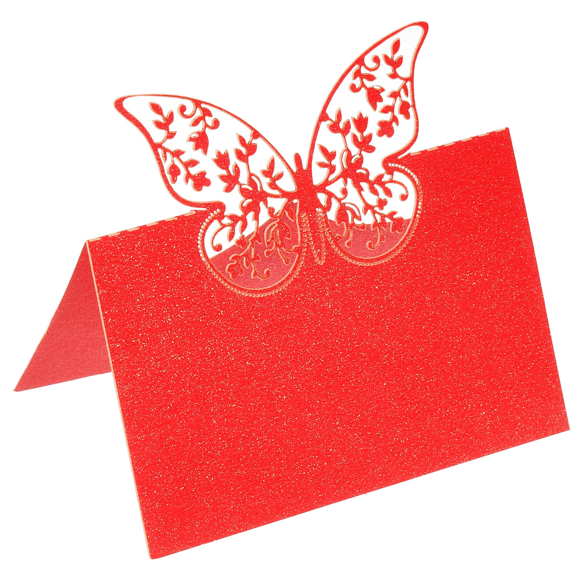 PATIKIL Table Name Place Cards,25Pcs 4.68 x 3.51inch Favor Decor Hollow Butterfly Cut Design Blank Card for Wedding Party Seating Place Cards Red