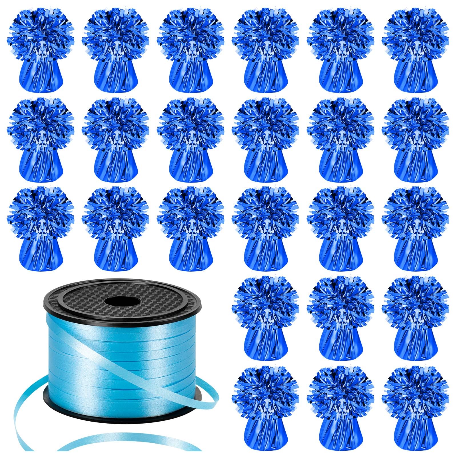 Photo 1 of *** CHECK COMMENTS***   24 PCS Balloon Weights Metallic Anchor, Balloon Holder Heavy Weights with 1 Roll LakeBlue Crimped Ribbon for Balloons Table Party Favor Birthday Decor(LakeBlue)