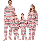ANGELGGH Family Christmas PJs Matching Sets 2 Pcs Festival Party Pajamas Holiday Warm Sleepwear Couples Button Loungewear