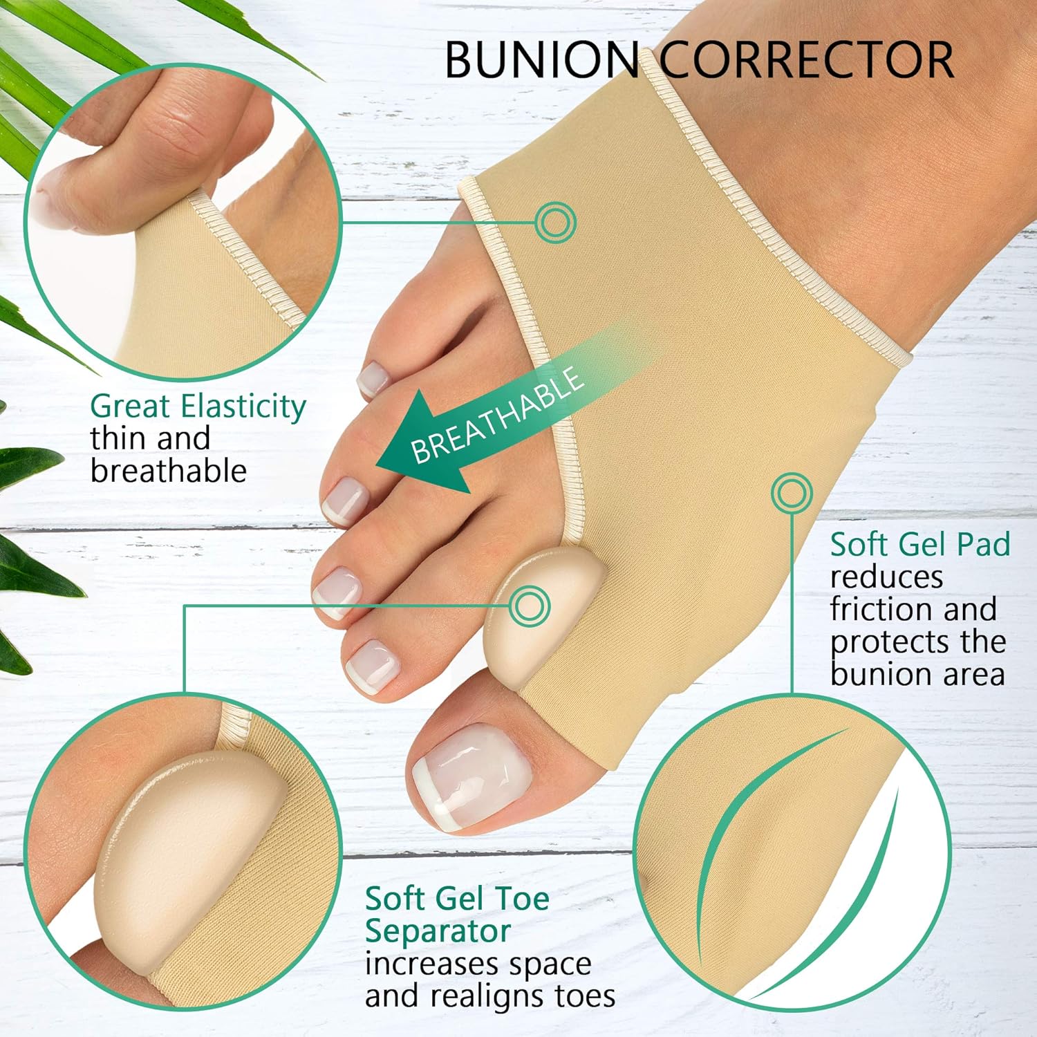 Bunion Splint Bunion Corrector - Big Toe Straightener - Corrector Bunion for Sport - Bunion Socks for Hallux Valgus Bunion Pain Relief: Health & Personal Care