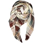 VIVIAN & VINCENT Fall Winter Scarf Classic Tassel Plaid Tartan Warm Soft Chunky Large Blanket Wrap Shawl Scarves for Women