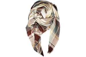 VIVIAN & VINCENT Women's Fall Winter Scarf Classic Tassel Plaid Tartan Warm Soft Chunky Large Blanket Wrap Shawl Scarves