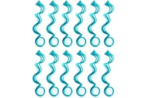 SWACC 12 Pcs Curly Wavy One Color Party Highlights Clip on in Hair Extensions Colored Hair Streak Synthetic Hairpieces (Teal Blue)