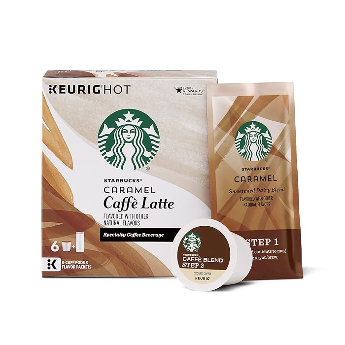 Starbucks Medium Roast K-Cup Coffee Pods &mdash; Caramel Caff&egrave; Latte for Keurig Brewers &mdash; 4 boxes (24 pods total)