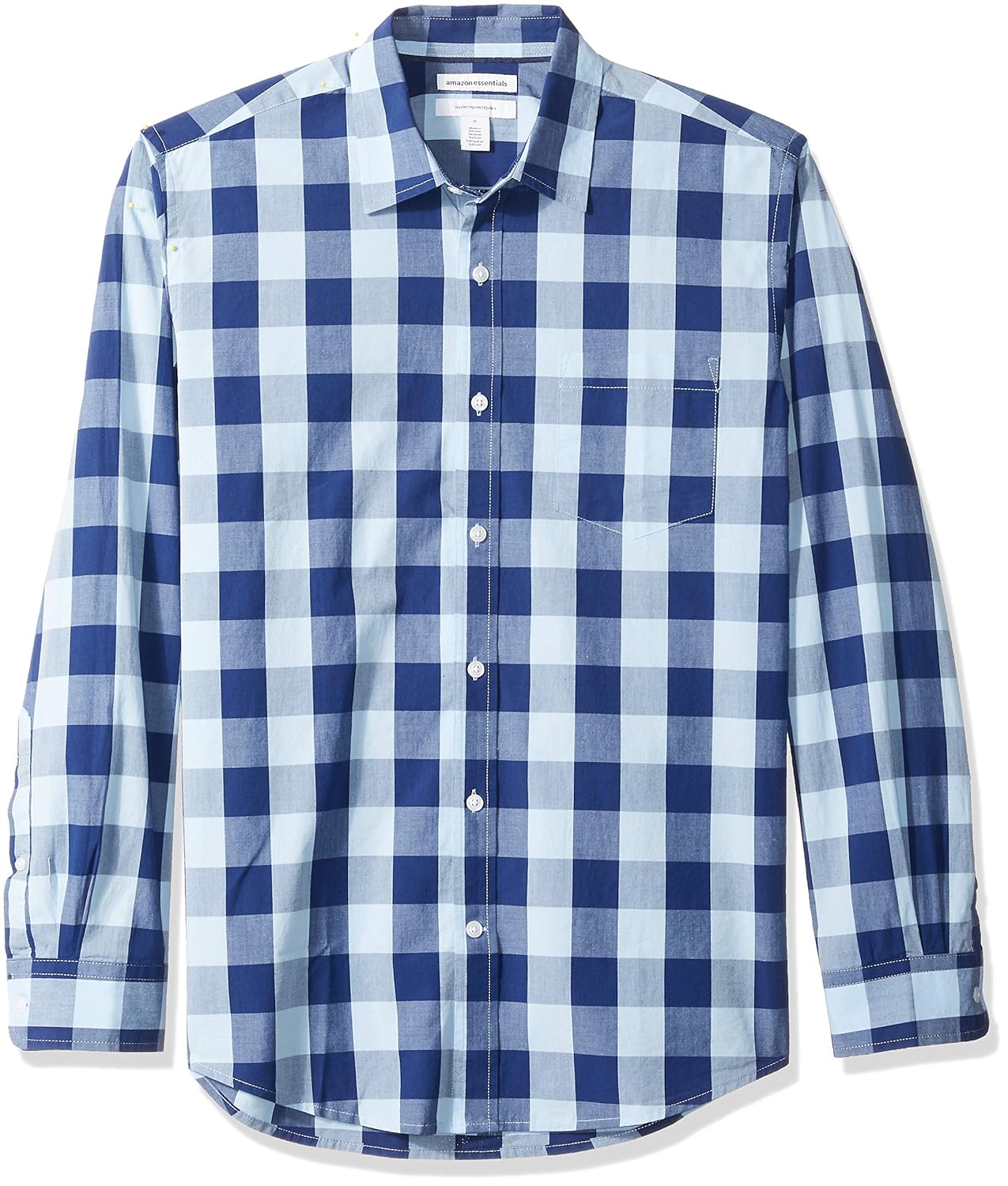 Amazon Essentials Men's Regular-Fit Long-Sleeve Plaid Casual Poplin Shirt