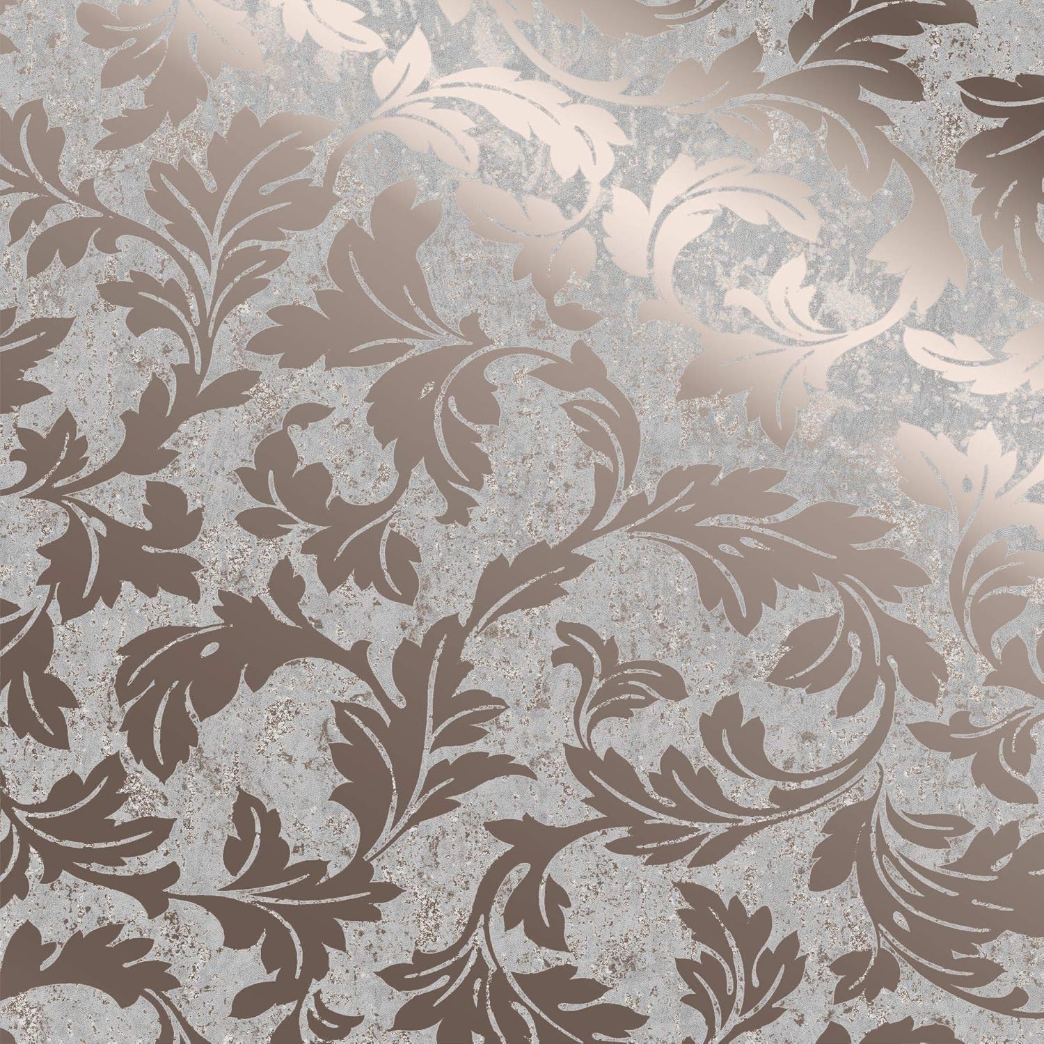 Superfresco Grey/Rose Gold Milan Metallic Scroll Wallpaper, Gold,grey,rose - Image 3