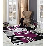 GLORY RUGS Area Rug Modern 8x10 Purple Soft Hand Carved Contemporary Floor Carpet with Premium Fluffy Texture for Indoor Livi