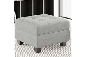 Belffin Ottoman Module with Storage for Modular Sofa Sectional Couch Cube Seat Square Storage Ottoman Footrest Modern Fabric Light Grey
