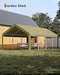 GarveeLife 13x25 Ft Carport with 10 Sandbags, Car