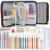 SHAXANO Crochet Hooks Kit with Case, 95-Piece, Ergonomic Crochet Needles Weave Yarn Kits DIY Hand Knitting Art Tools for Beginners and Experienced Crochet Lovers