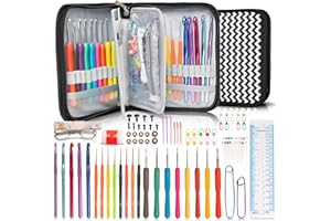 SHAXANO Crochet Hooks Kit with Case, 95-Piece, Ergonomic Crochet Needles Weave Yarn Kits DIY Hand Knitting Art Tools for Beginners and Experienced Crochet Lovers
