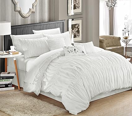 Amazon Com Chic Home Francesca 7 Piece Pleated Comforter Set